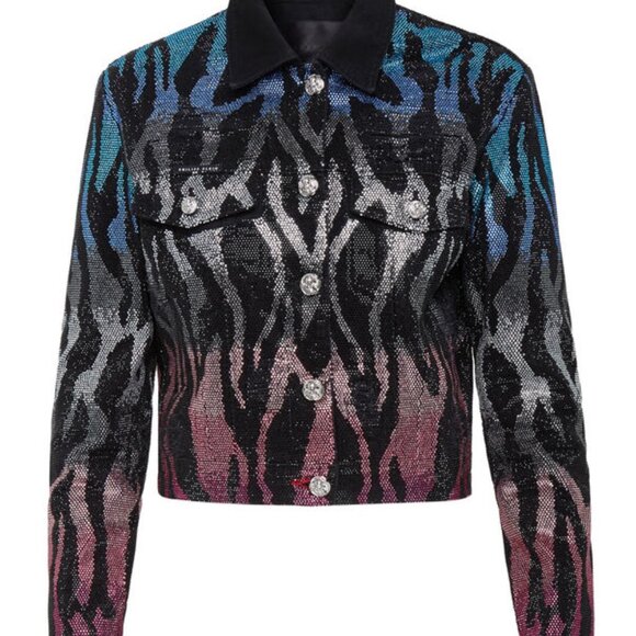 Philipp Plein Limited Release Crystal Zebra Lined Denim Jacket - US 4 - Picture 11 of 16